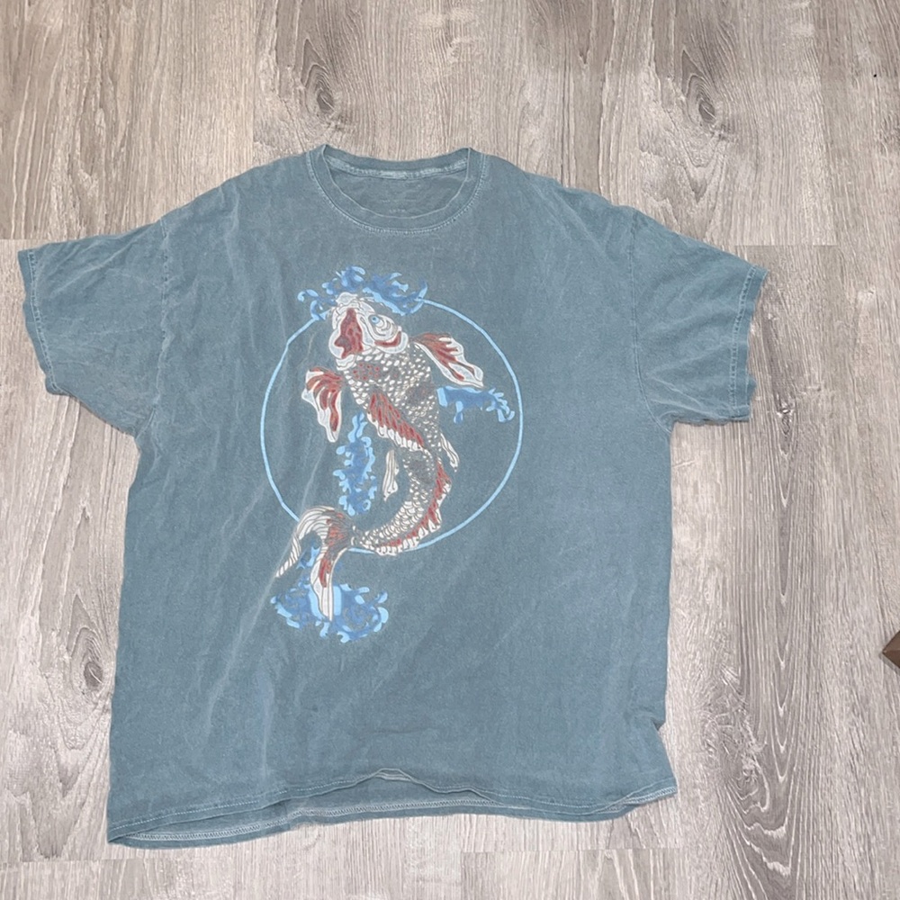 Urban Outfitters teal coy fish oversized tee size S/M
